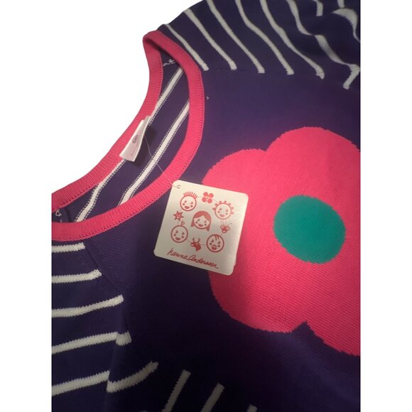 Hanna Andersson Purple Floral Striped Sweater Dress Size 160 US 14-16 Girls NWT - Picture 4 of 4